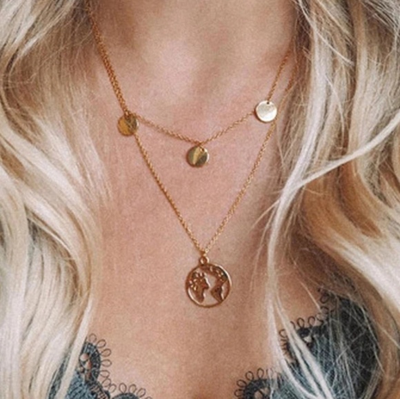 !!!5 for $25 Two Layer World Map Globe Necklace - Picture 2 of 6